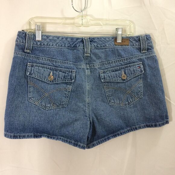 Y2K Tommy Hilfiger Denim Shorts 14 Blue 100% Cotton Flap Pockets Vintage 90s - Picture 2 of 4